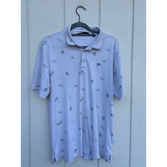 TravisMathew Collection Pacific Shores Polo, White, California Scenes, Sz L - Picture 2 of 8